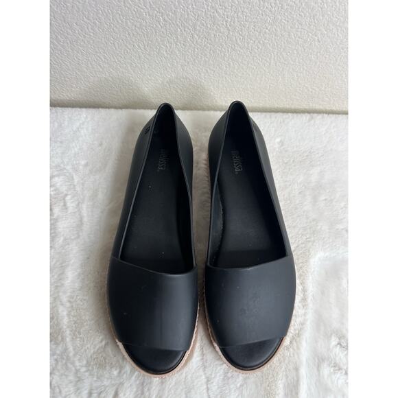 Melissa Puzzle Rubber Flats Shoes Womens 8 Black Multicolor - Picture 1 of 6